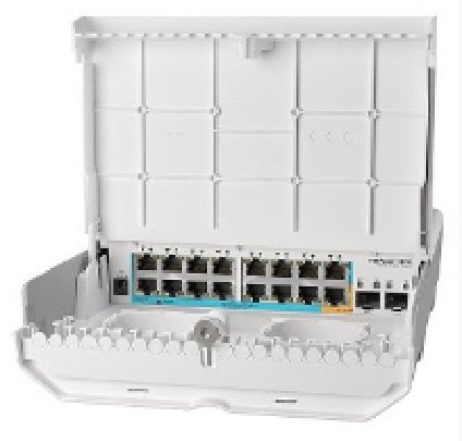 MikroTik CRS318-1Fi-15Fr-2S-OUT NetPower · Switch exterior